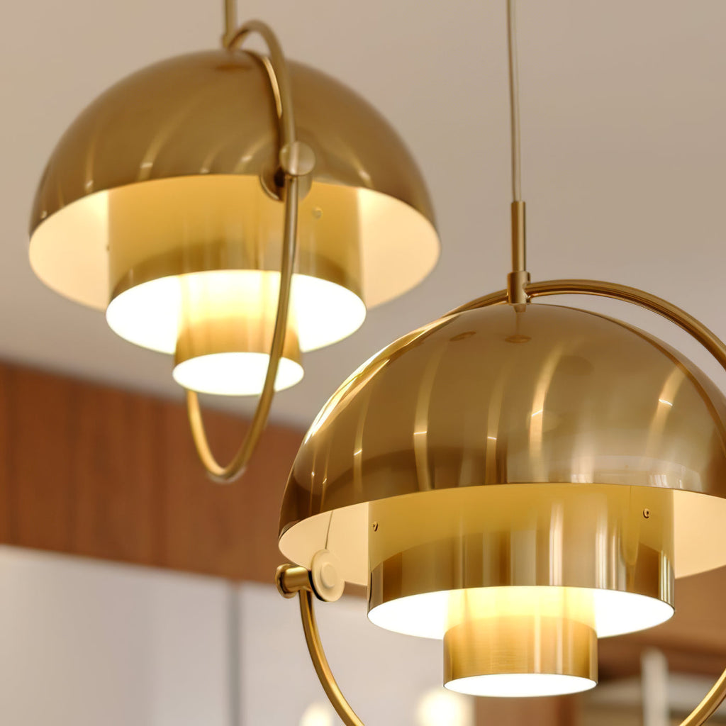 Multi-Lite Pendant Light | Adjustable Metal Shade | Black, Copper, Chrome Options