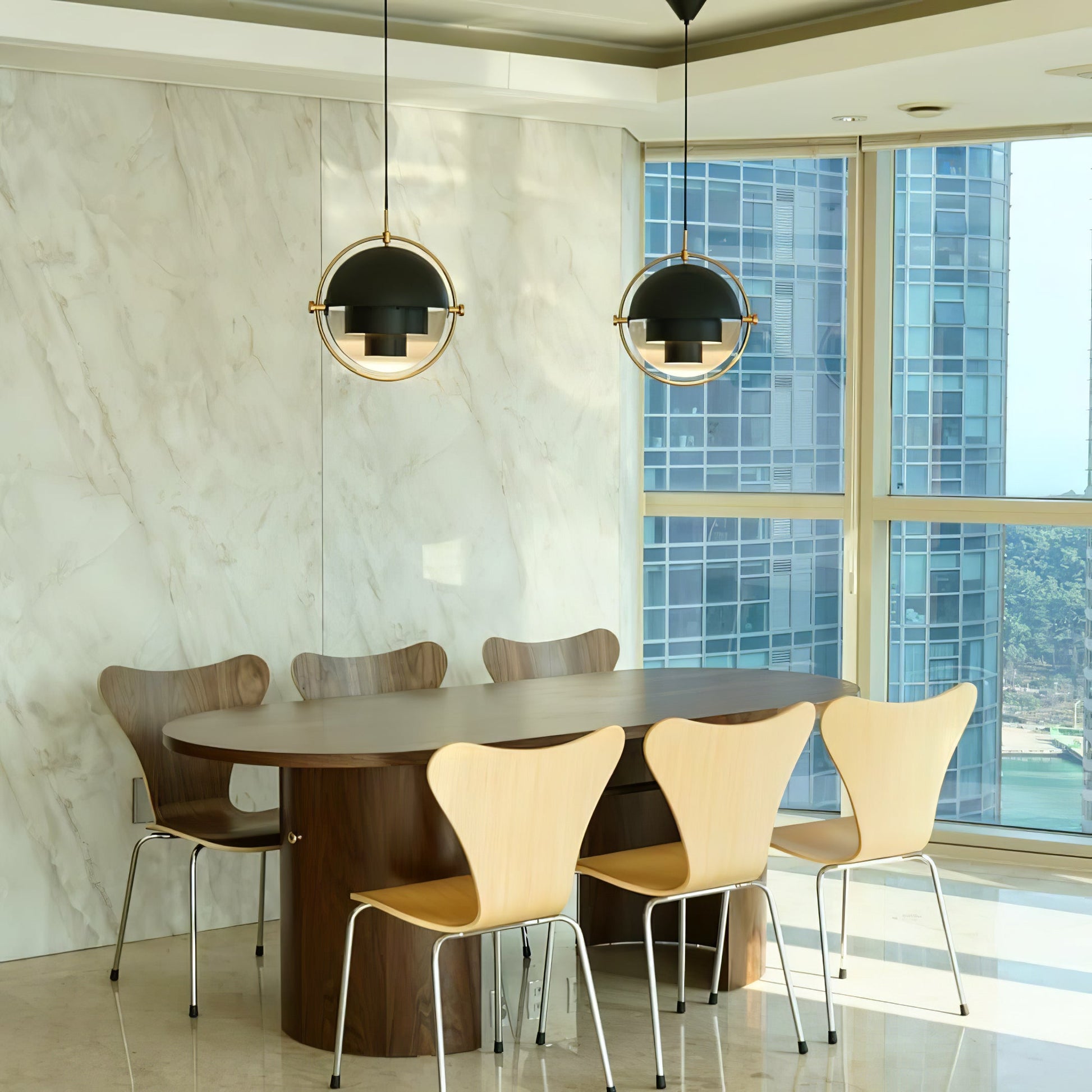 Multi-Lite Pendant Light | Adjustable Metal Shade | Black, Copper, Chrome Options