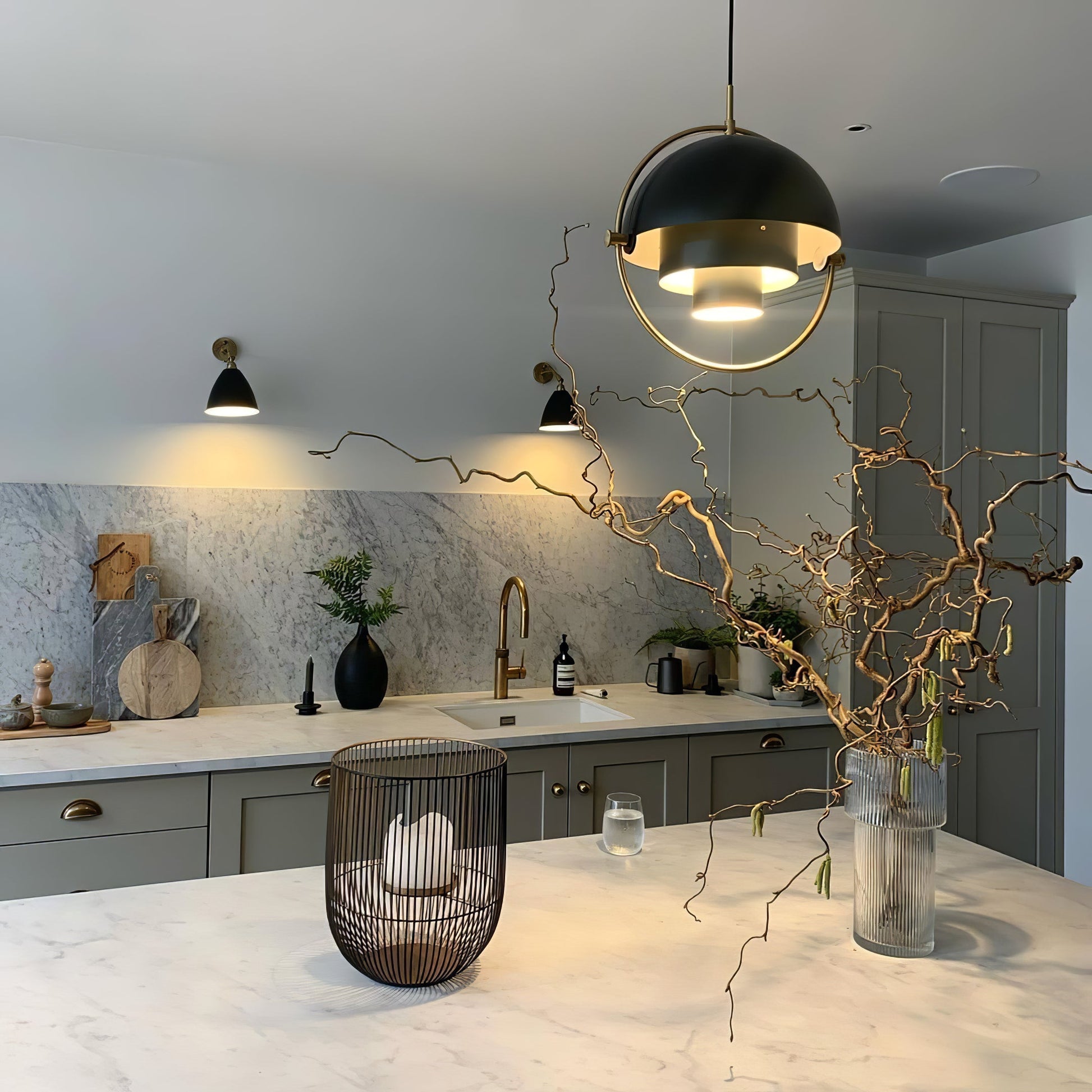 Multi-Lite Pendant Light | Adjustable Metal Shade | Black, Copper, Chrome Options