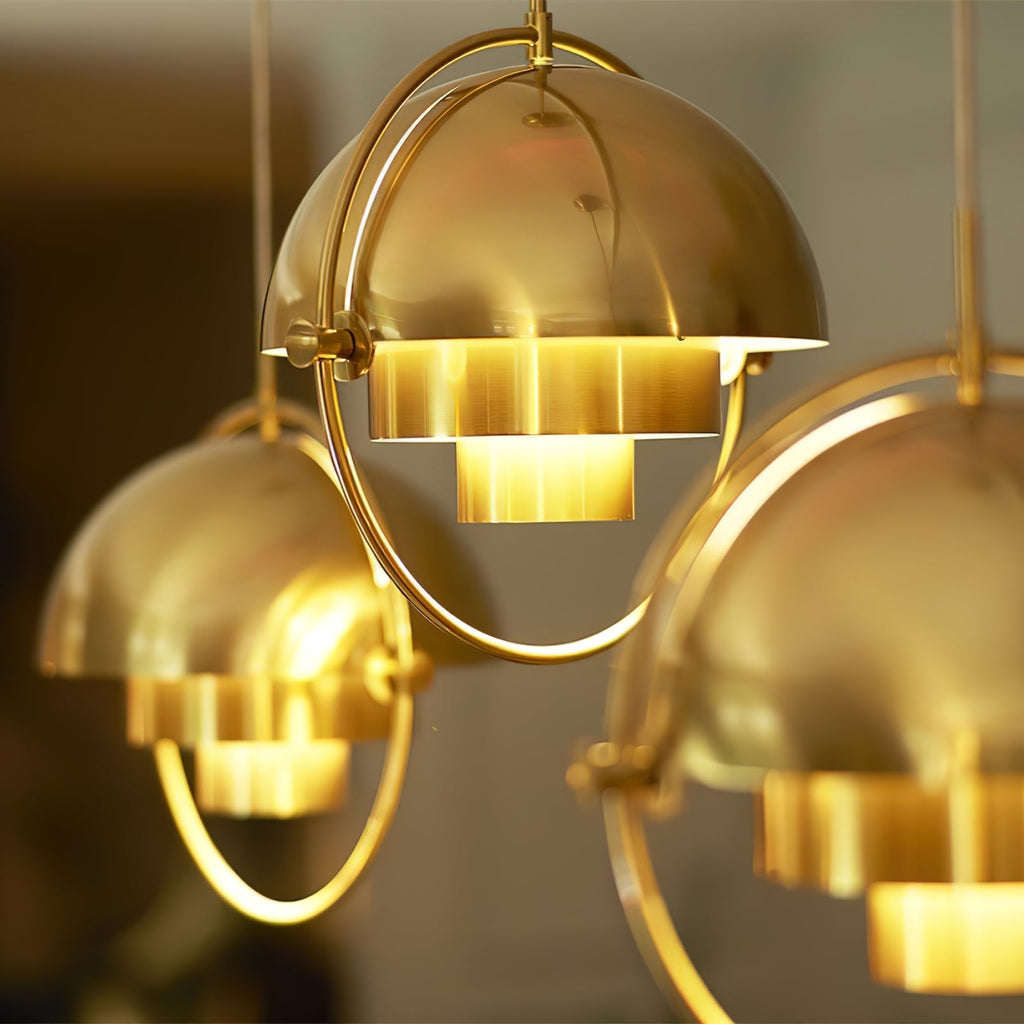 Multi-Lite Pendant Light | Adjustable Metal Shade | Black, Copper, Chrome Options