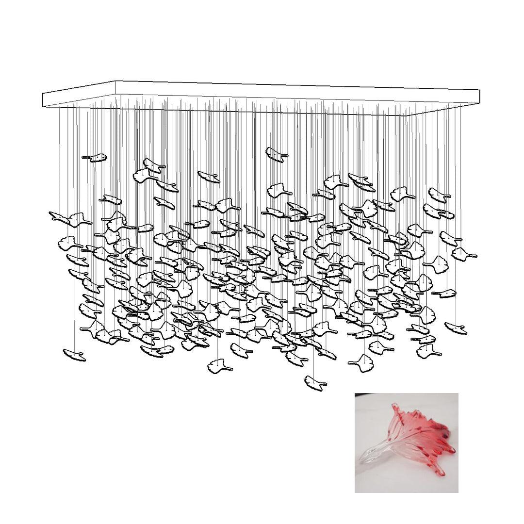 Crystal Maple Leaf Chandelier | Glass & Metal | Multicolor