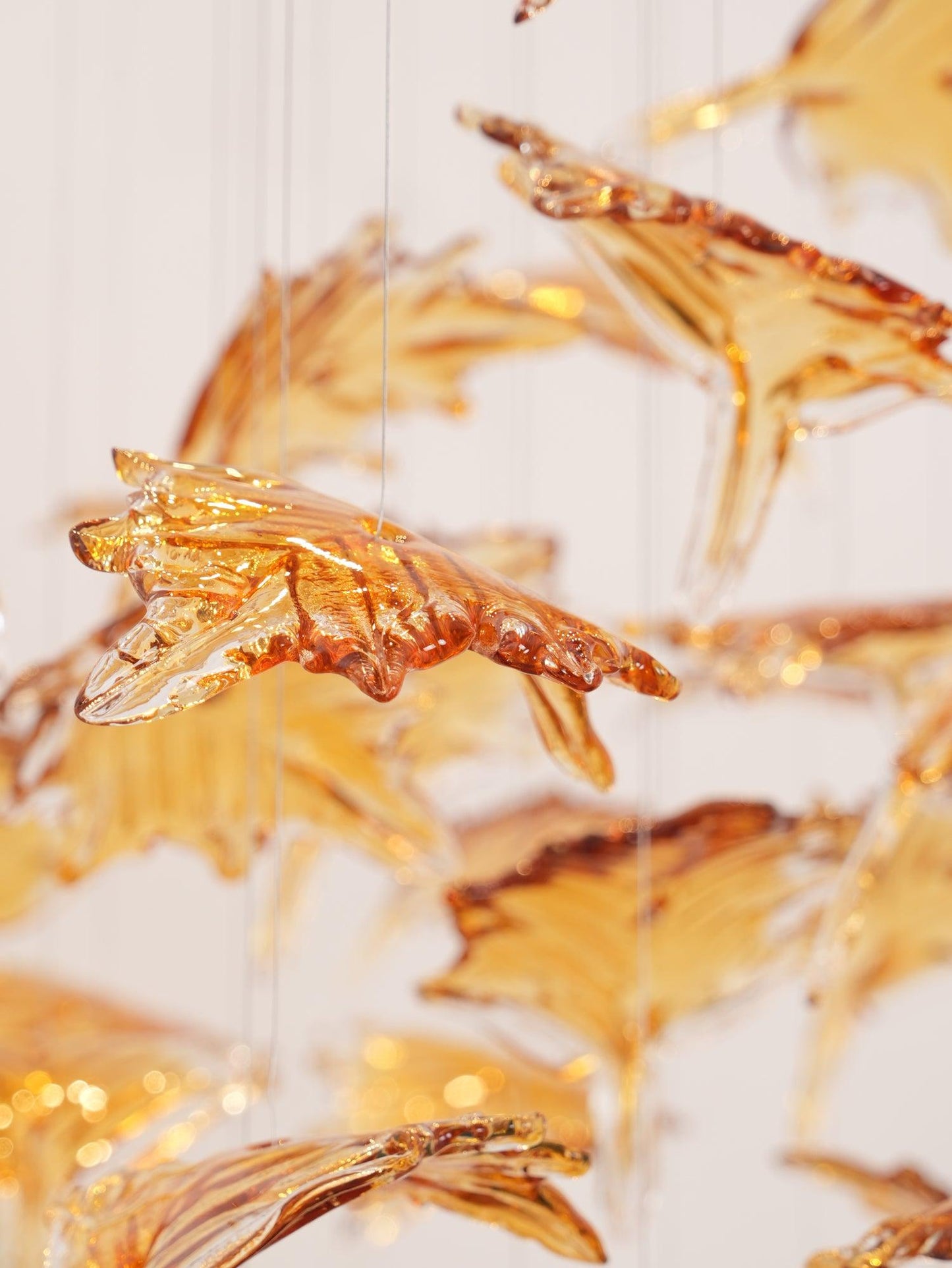 Crystal Maple Leaf Chandelier | Glass & Metal | Multicolor