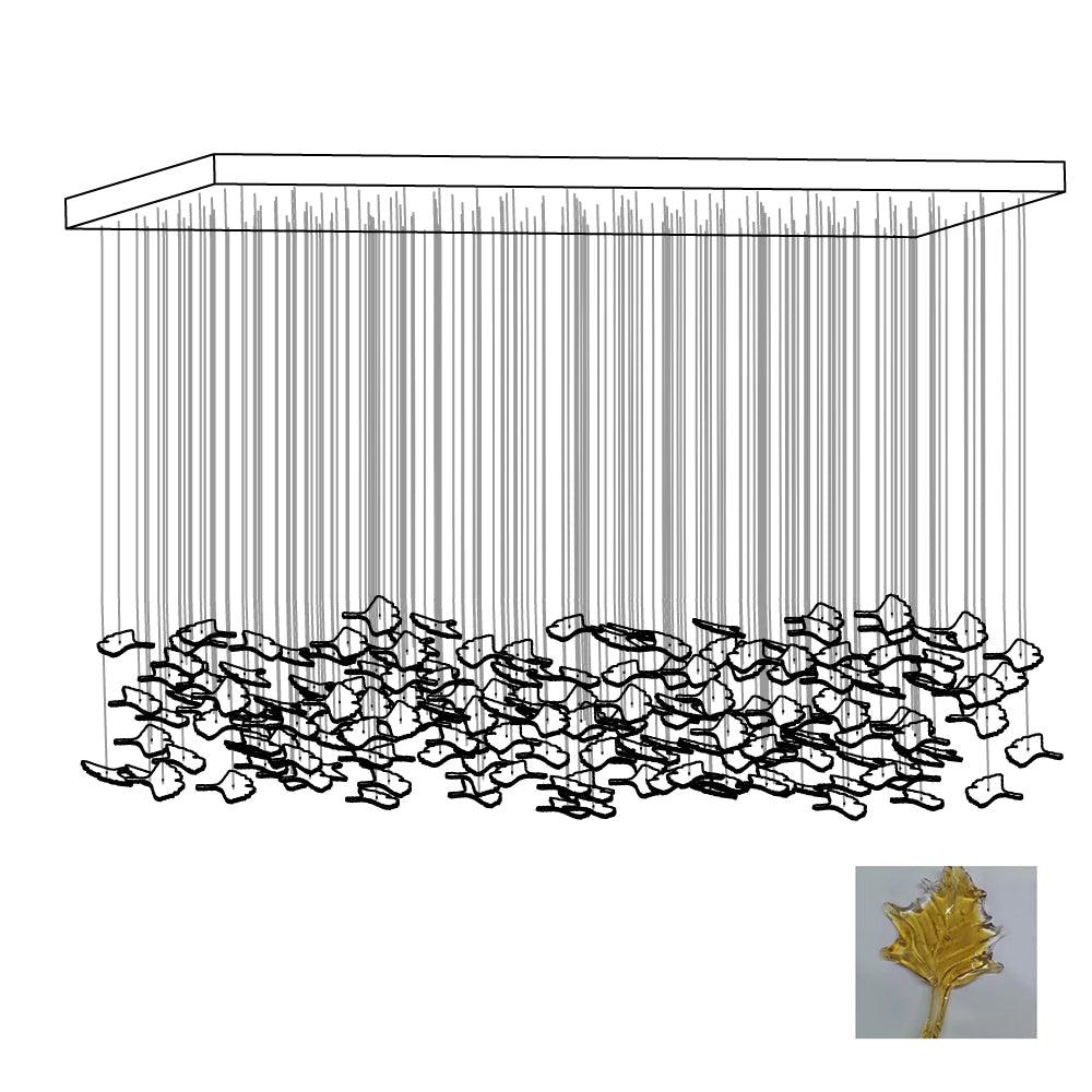 Crystal Maple Leaf Chandelier | Glass & Metal | Multicolor