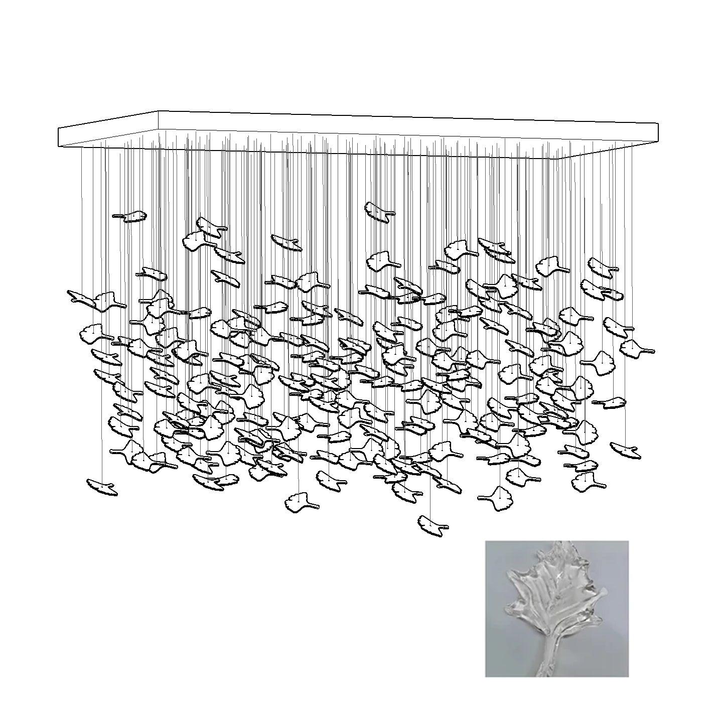 Crystal Maple Leaf Chandelier | Glass & Metal | Multicolor