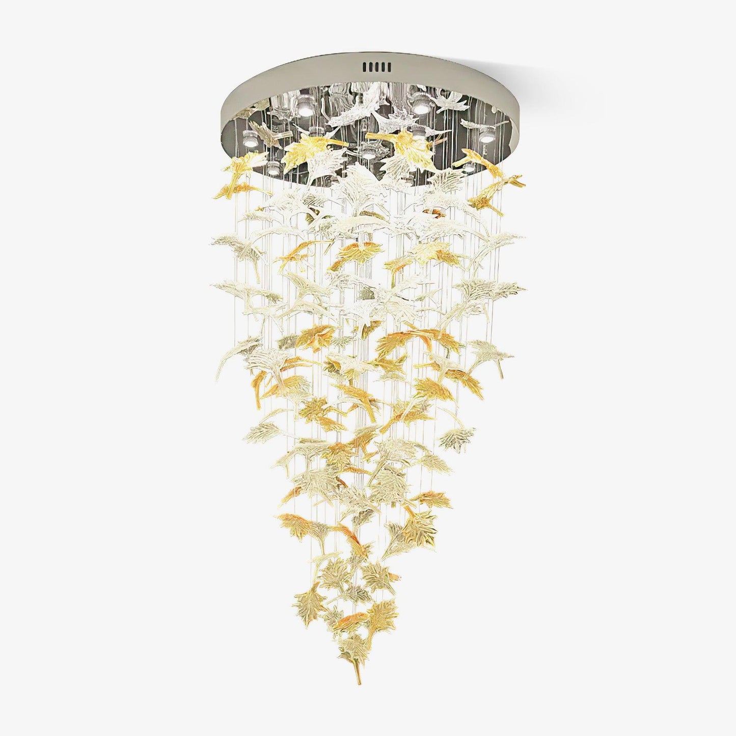 Crystal Maple Leaf Chandelier | Glass & Metal | Multicolor