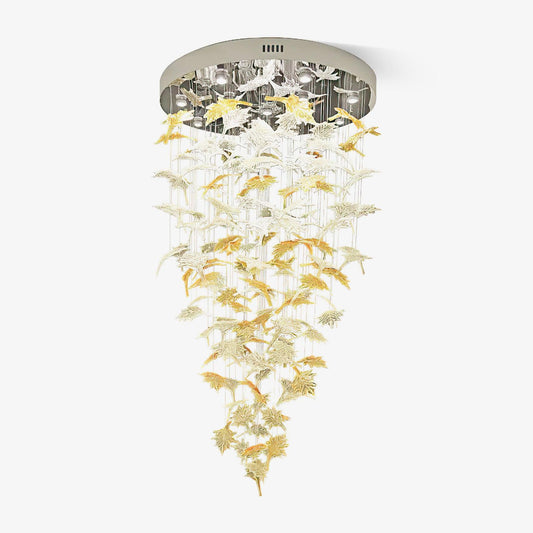 Crystal Maple Leaf Chandelier | Glass & Metal | Multicolor