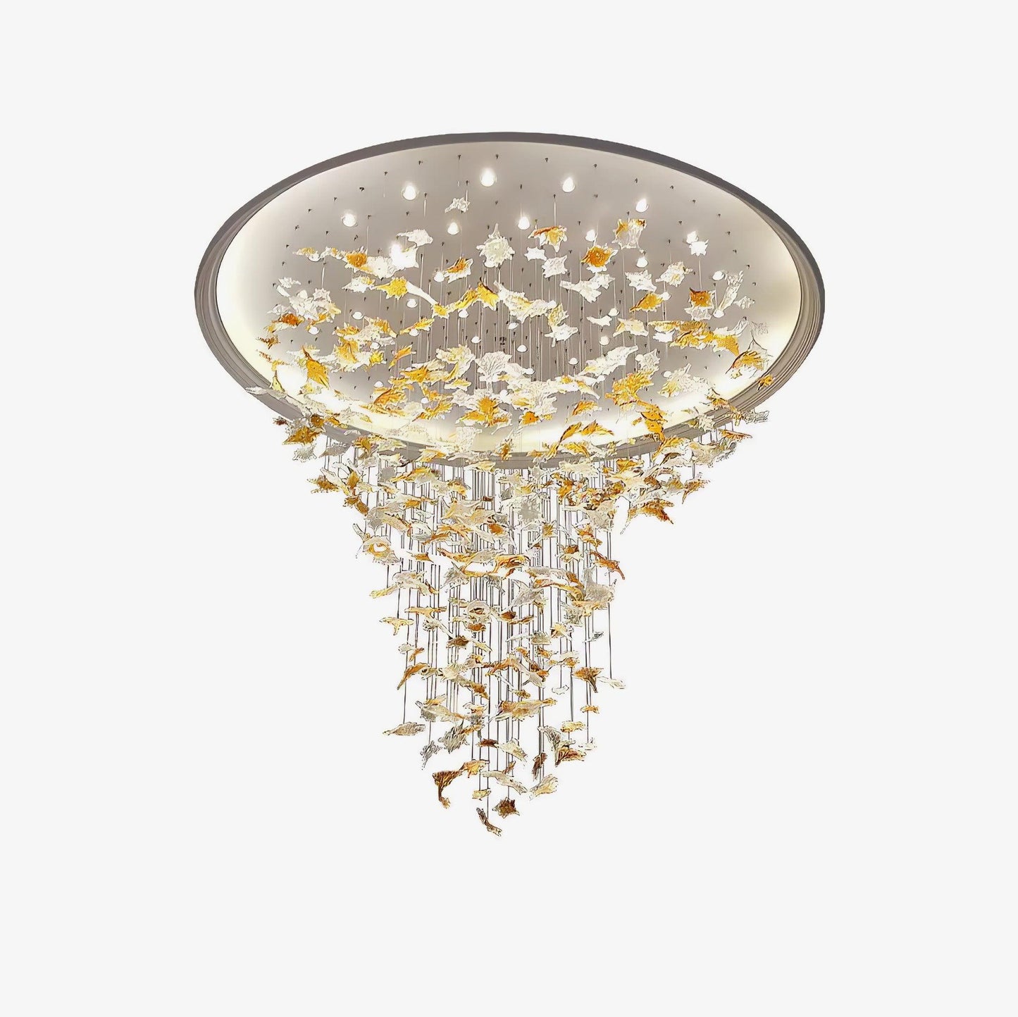 Crystal Maple Leaf Chandelier | Glass & Metal | Multicolor