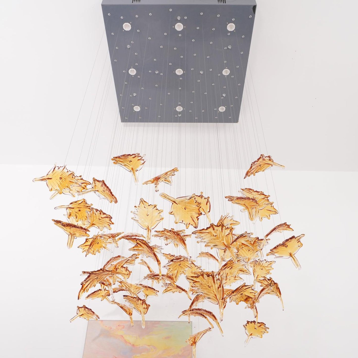Crystal Maple Leaf Chandelier | Glass & Metal | Multicolor