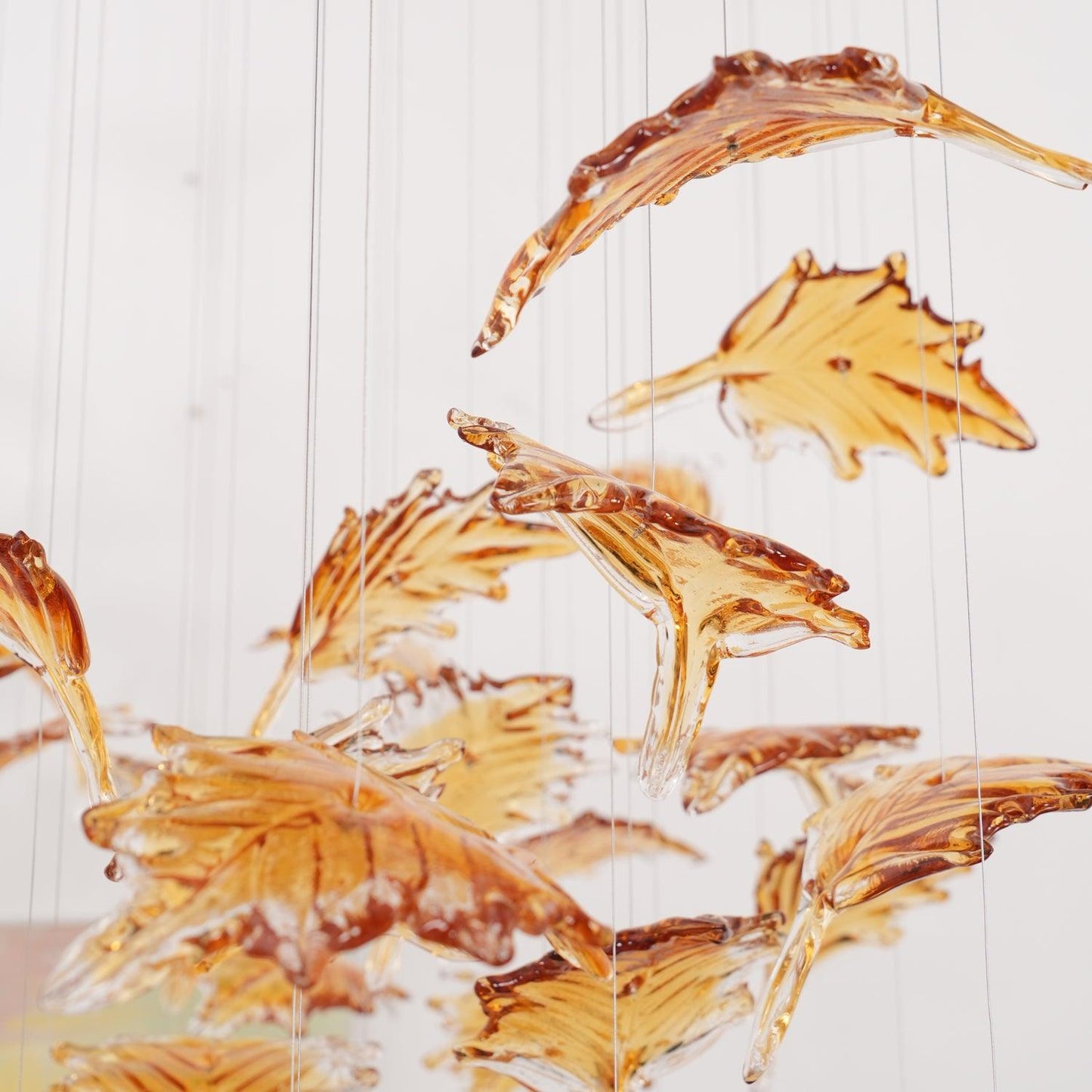 Crystal Maple Leaf Chandelier | Glass & Metal | Multicolor