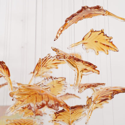 Crystal Maple Leaf Chandelier | Glass & Metal | Multicolor