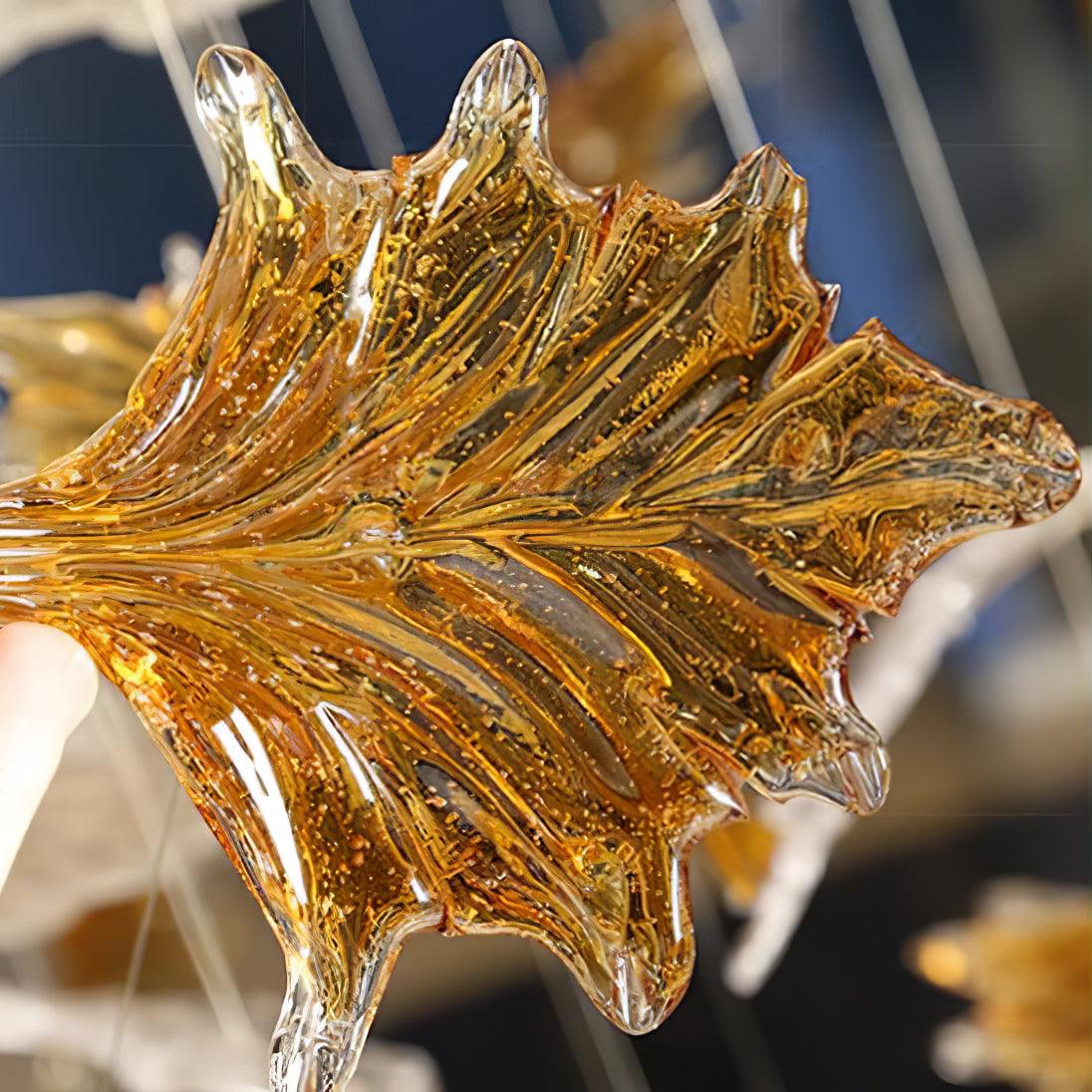 Crystal Maple Leaf Chandelier | Glass & Metal | Multicolor