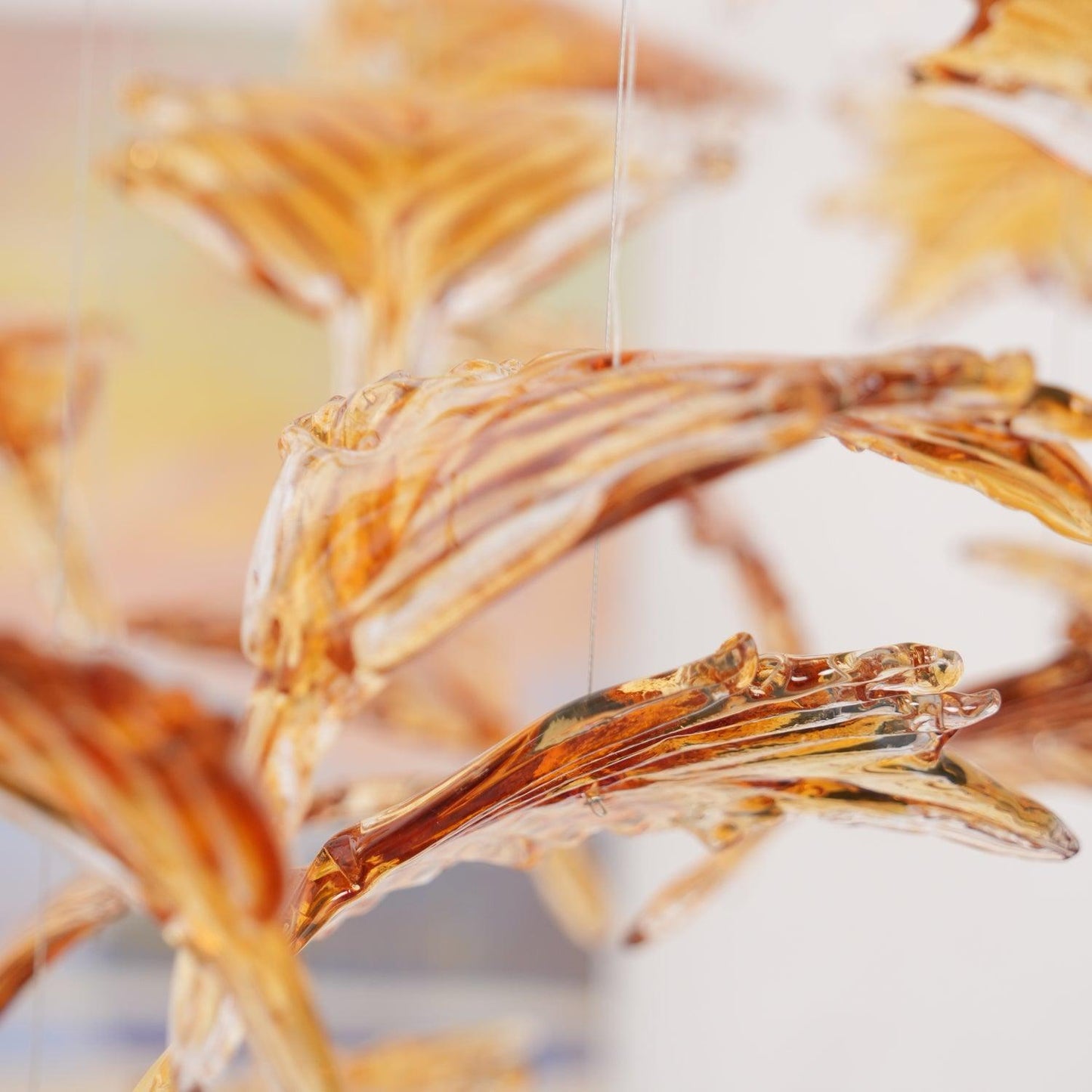 Crystal Maple Leaf Chandelier | Glass & Metal | Multicolor
