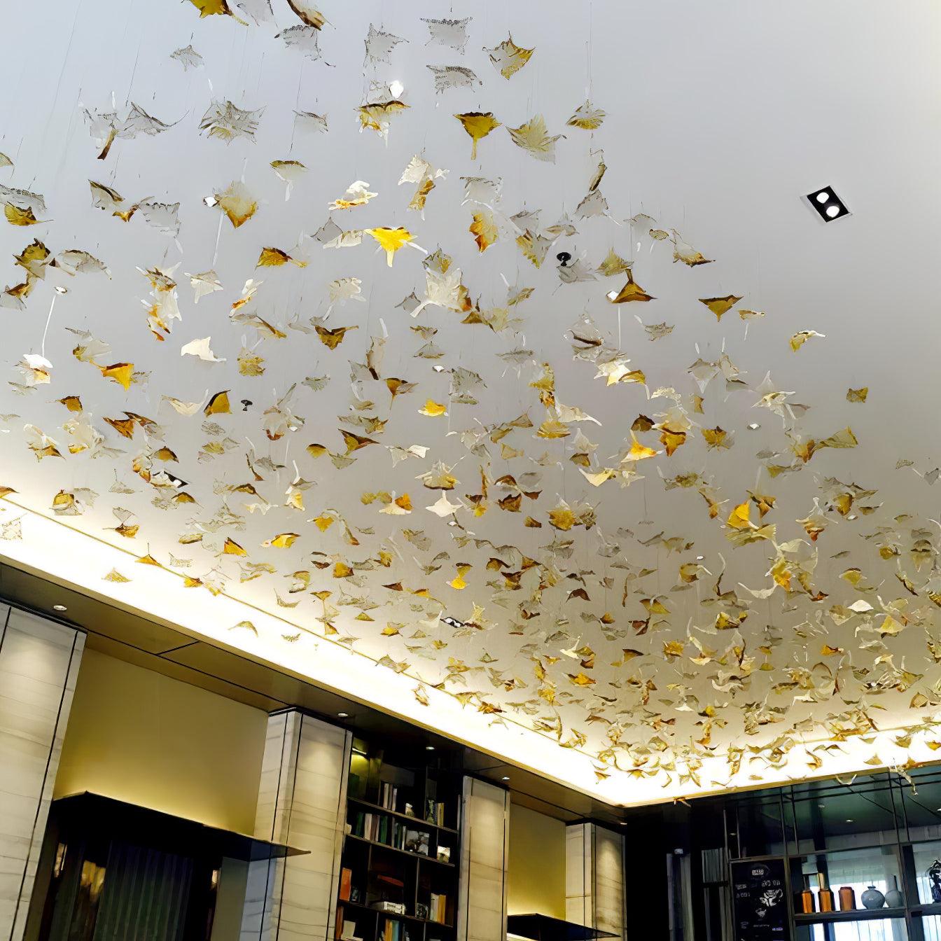Crystal Maple Leaf Chandelier | Glass & Metal | Multicolor