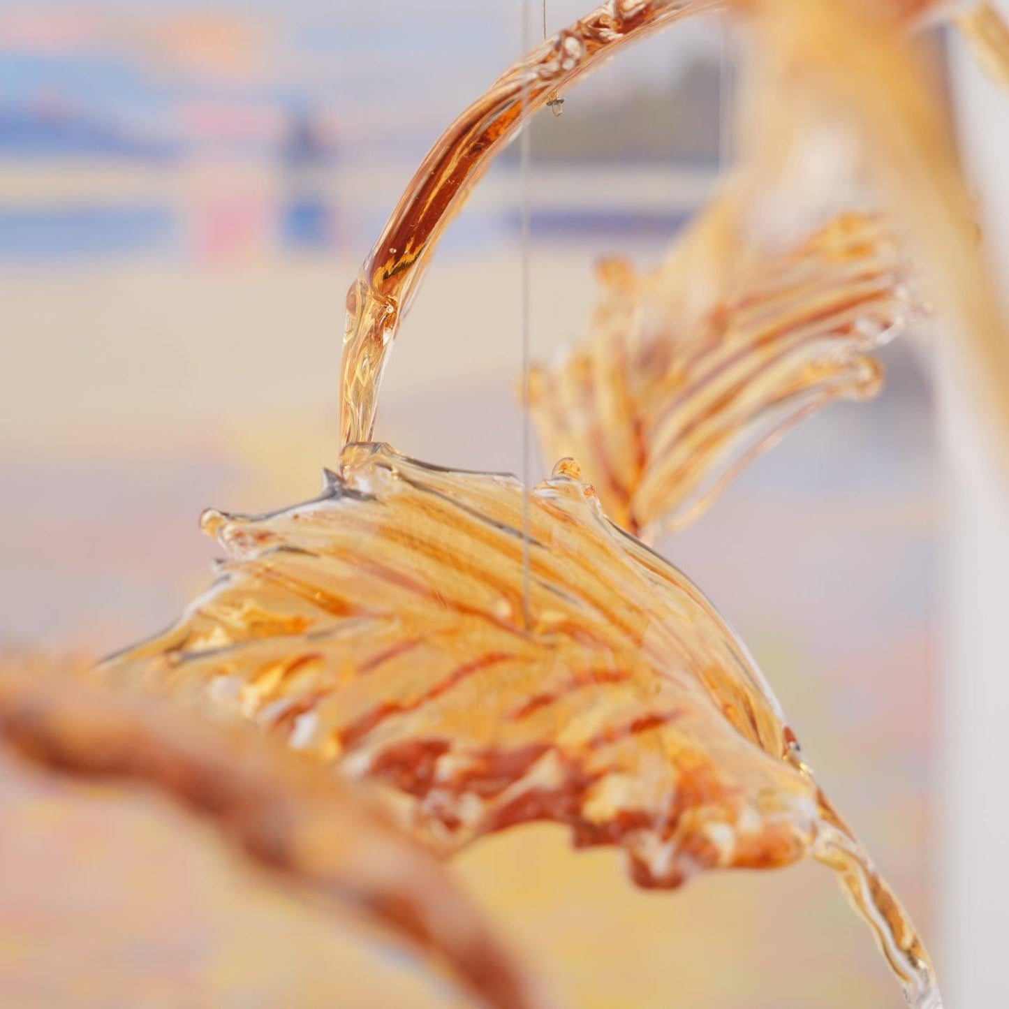 Crystal Maple Leaf Chandelier | Glass & Metal | Multicolor