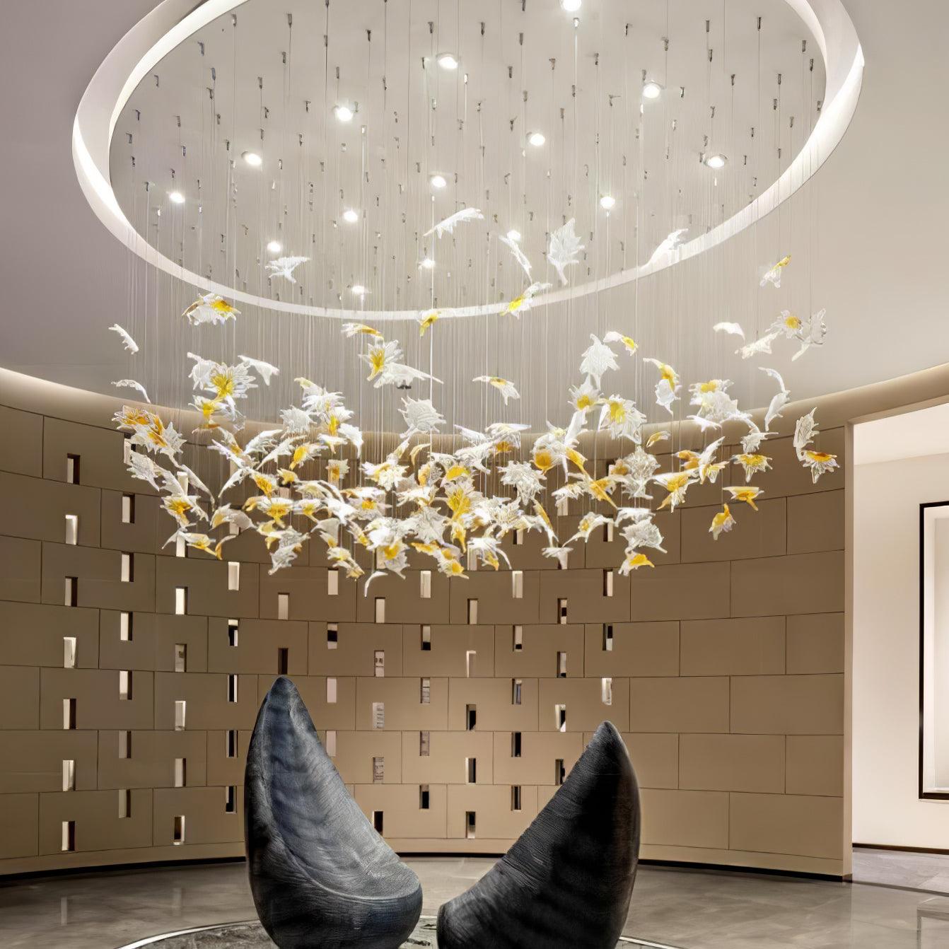 Crystal Maple Leaf Chandelier | Glass & Metal | Multicolor