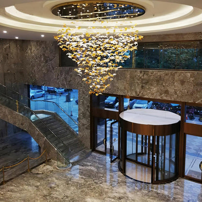 Crystal Maple Leaf Chandelier | Glass & Metal | Multicolor