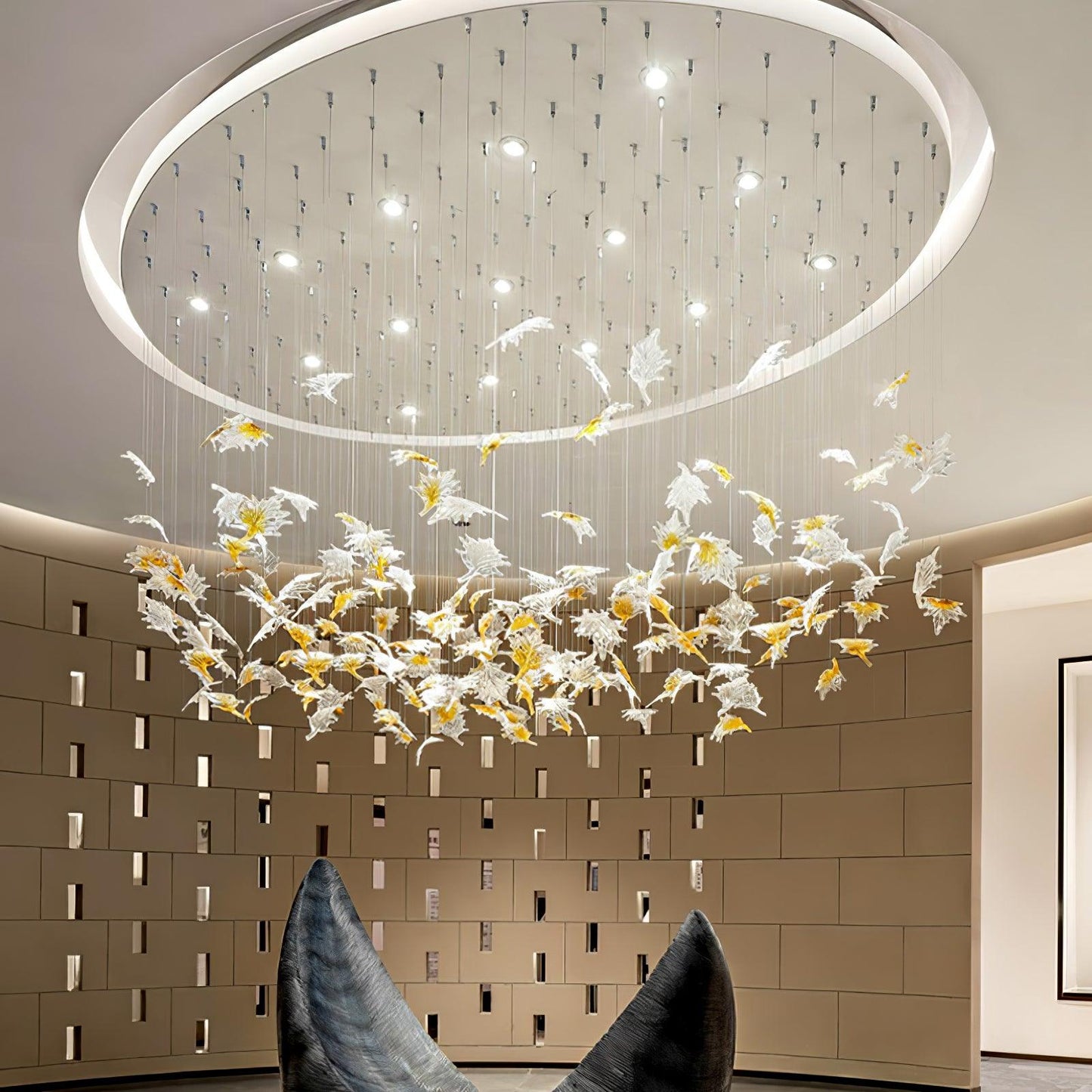 Crystal Maple Leaf Chandelier | Glass & Metal | Multicolor
