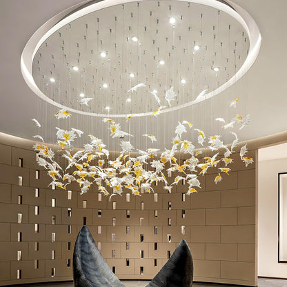 Crystal Maple Leaf Chandelier | Glass & Metal | Multicolor