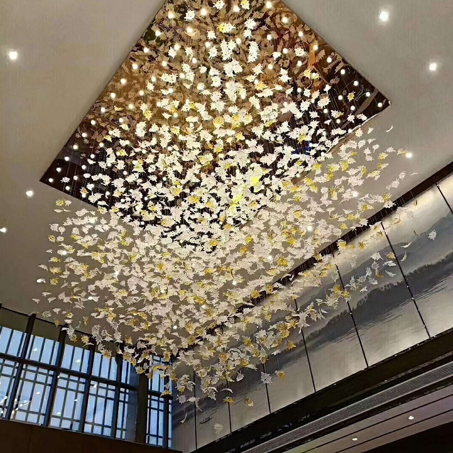 Crystal Maple Leaf Chandelier | Glass & Metal | Multicolor