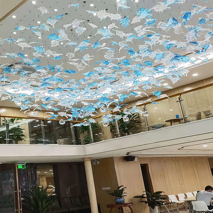 Crystal Maple Leaf Chandelier | Glass & Metal | Multicolor