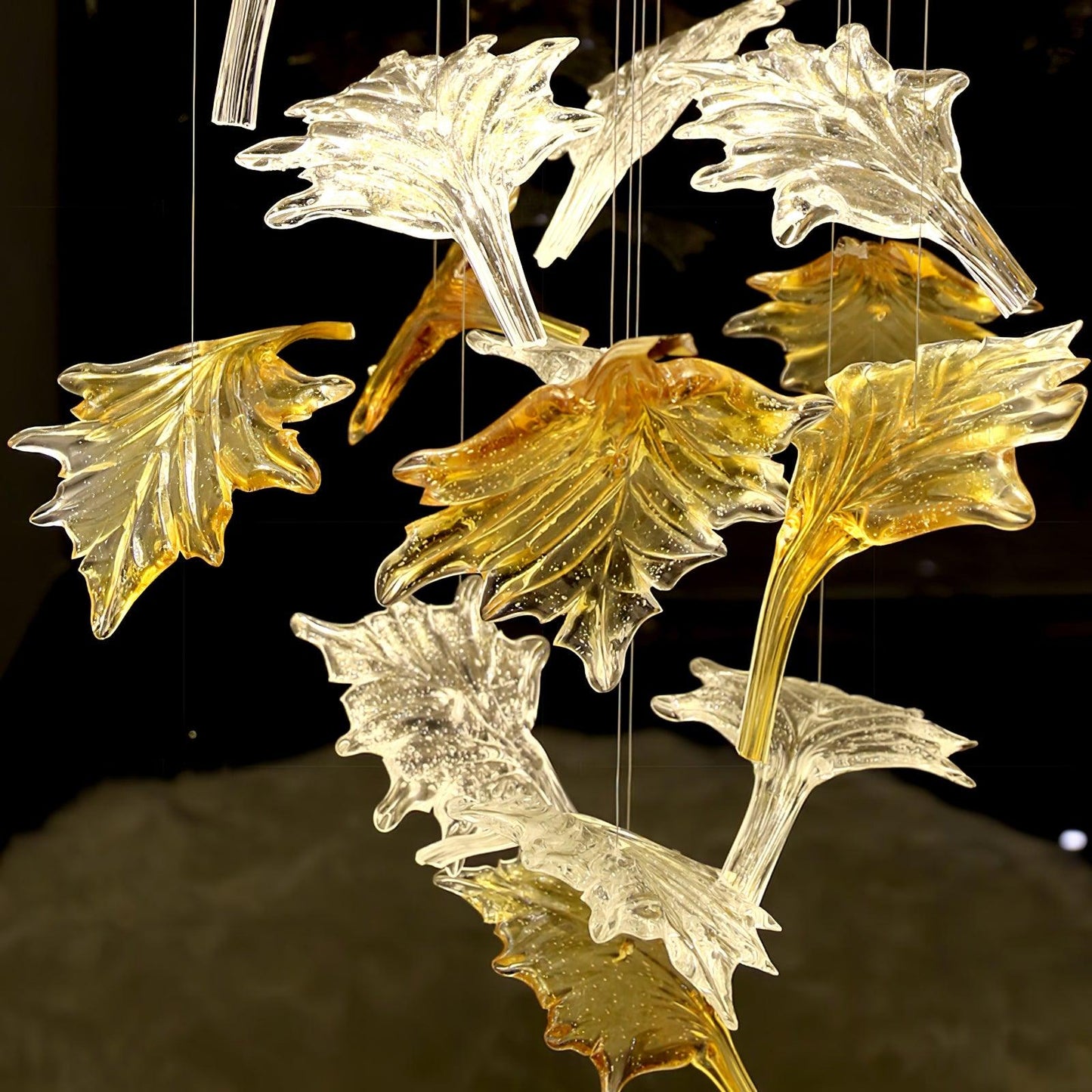 Crystal Maple Leaf Chandelier | Glass & Metal | Multicolor