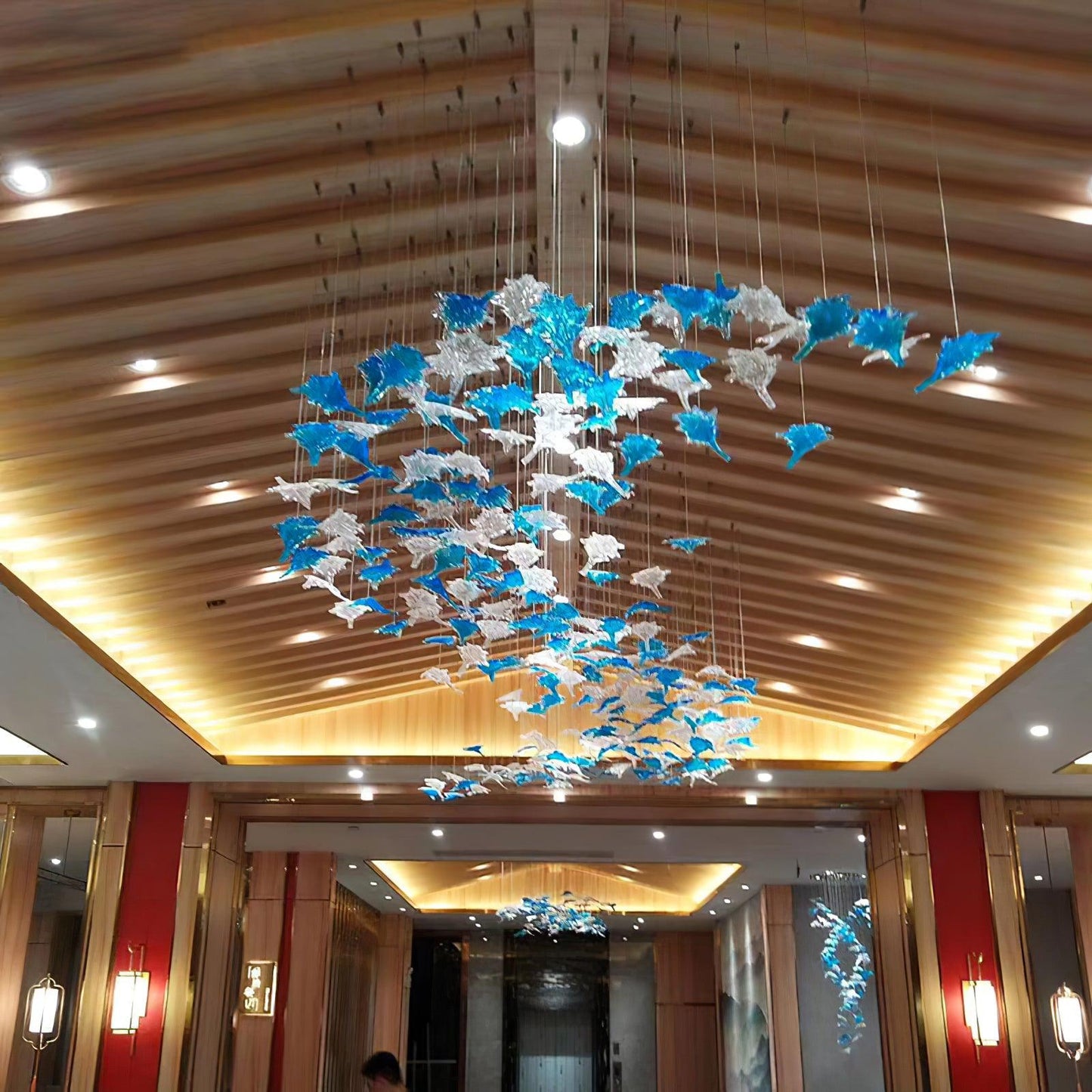 Crystal Maple Leaf Chandelier | Glass & Metal | Multicolor