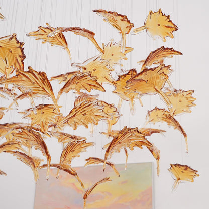 Crystal Maple Leaf Chandelier | Glass & Metal | Multicolor