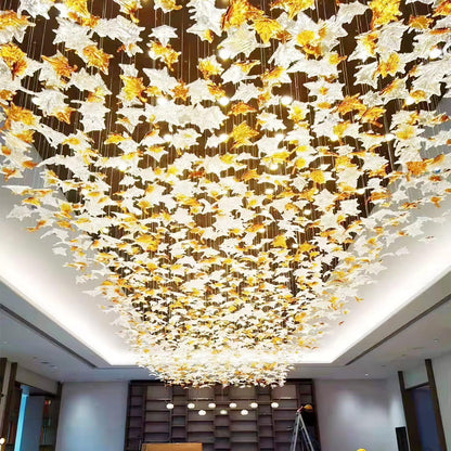 Crystal Maple Leaf Chandelier | Glass & Metal | Multicolor
