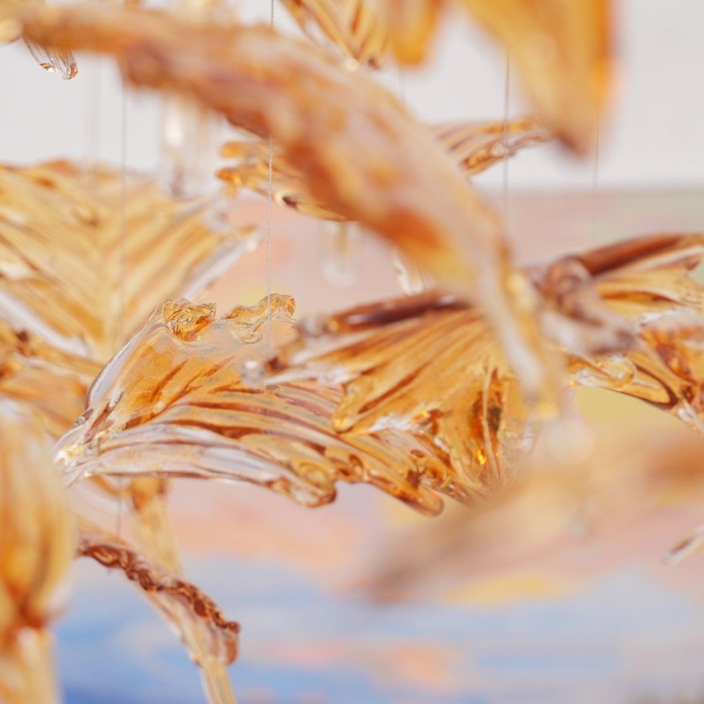 Crystal Maple Leaf Chandelier | Glass & Metal | Multicolor