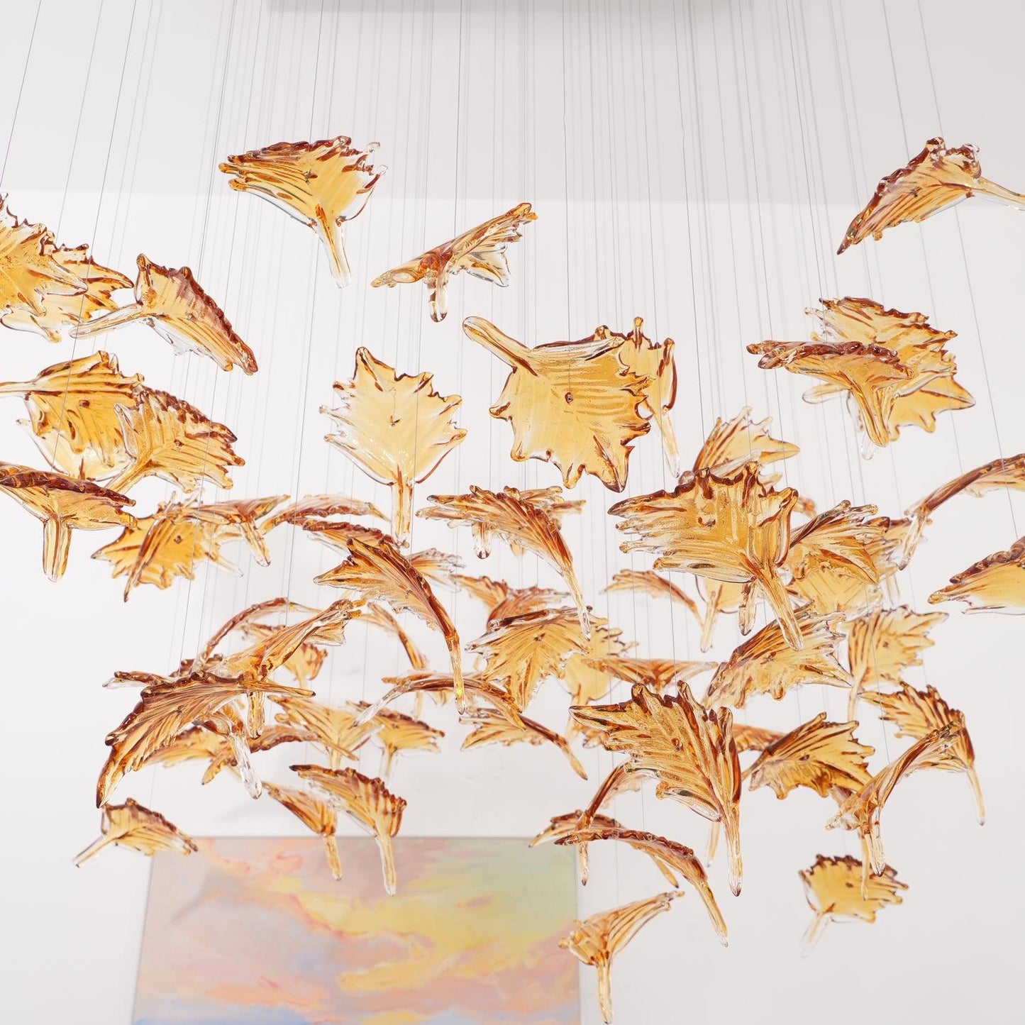 Crystal Maple Leaf Chandelier | Glass & Metal | Multicolor