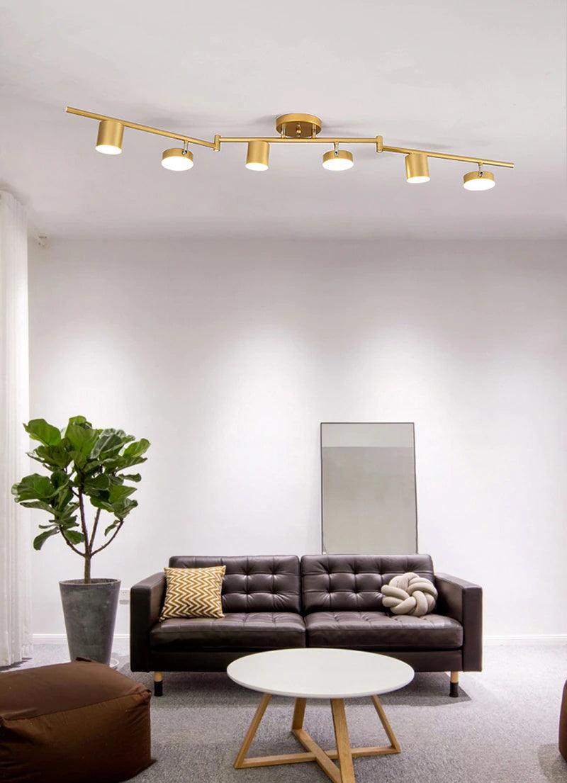 Track Light Ceiling Fixture | Adjustable Metal & Acrylic | Black & Gold