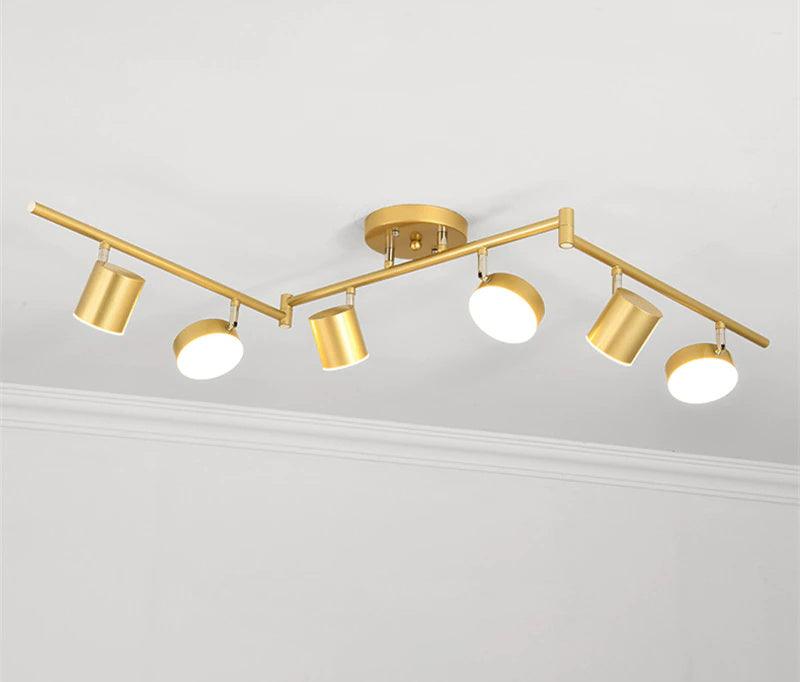 Track Light Ceiling Fixture | Adjustable Metal & Acrylic | Black & Gold