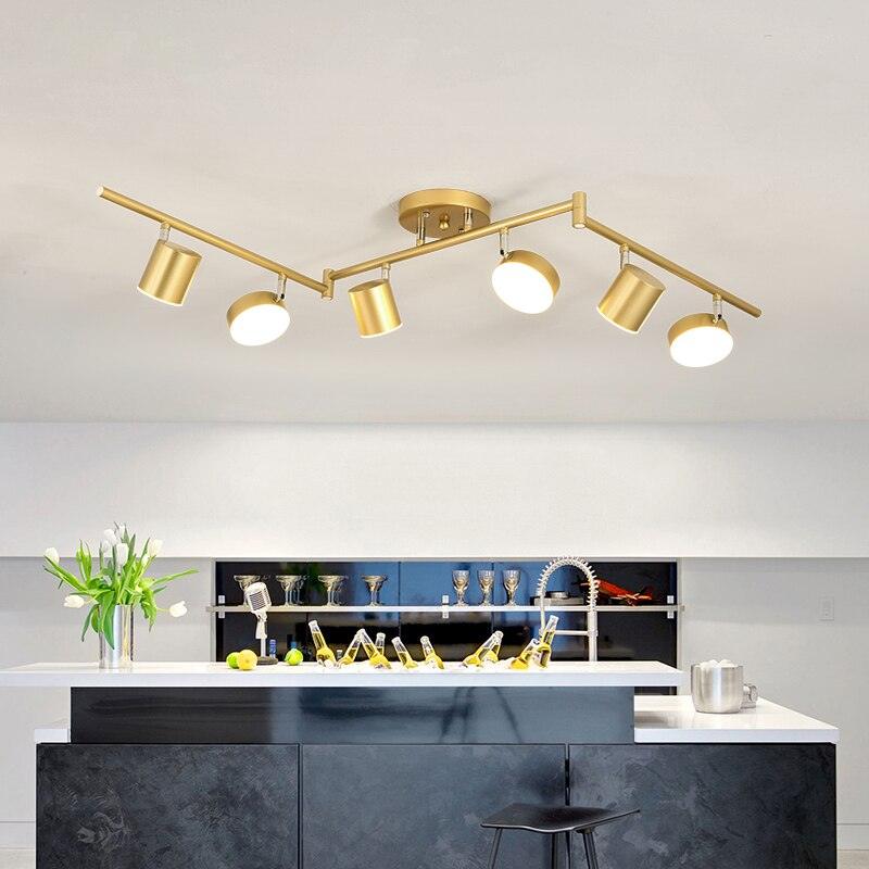 Track Light Ceiling Fixture | Adjustable Metal & Acrylic | Black & Gold