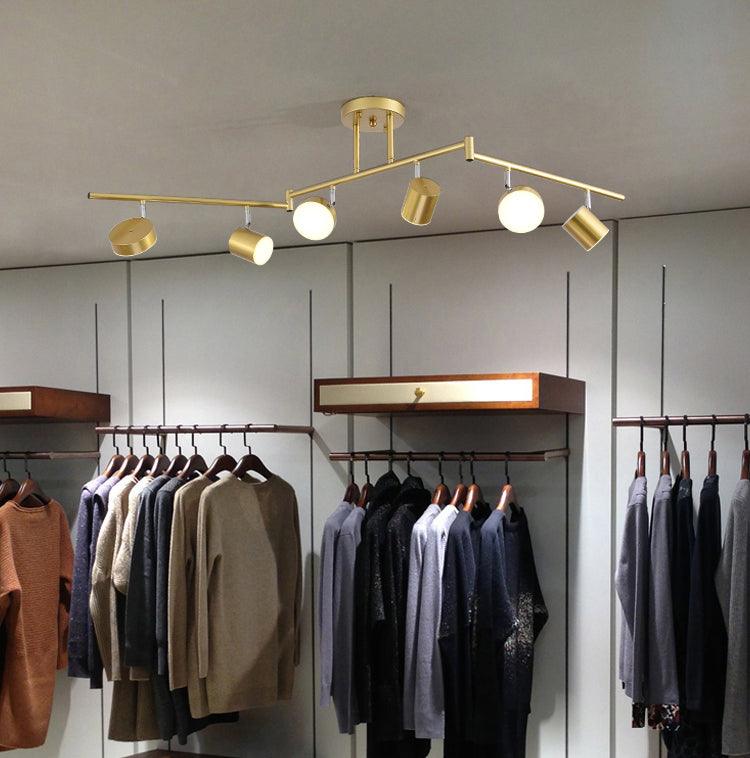 Track Light Ceiling Fixture | Adjustable Metal & Acrylic | Black & Gold