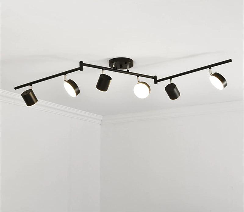 Track Light Ceiling Fixture | Adjustable Metal & Acrylic | Black & Gold