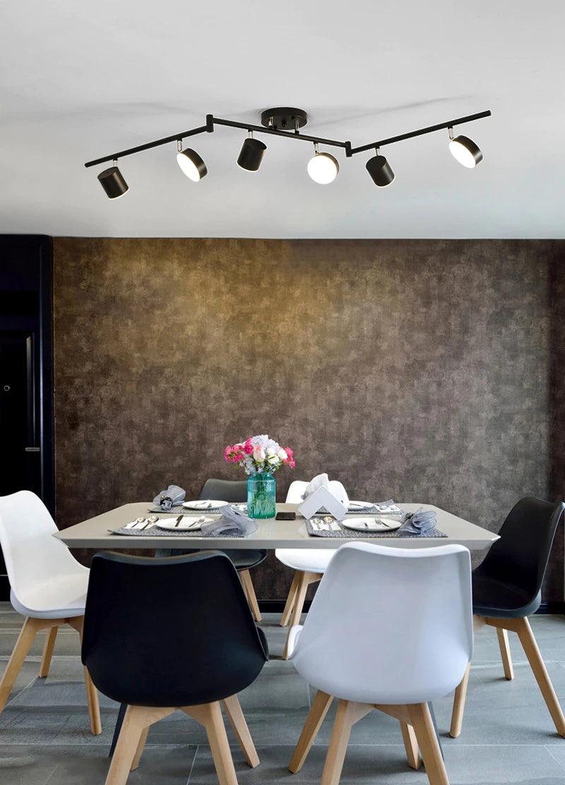 Track Light Ceiling Fixture | Adjustable Metal & Acrylic | Black & Gold