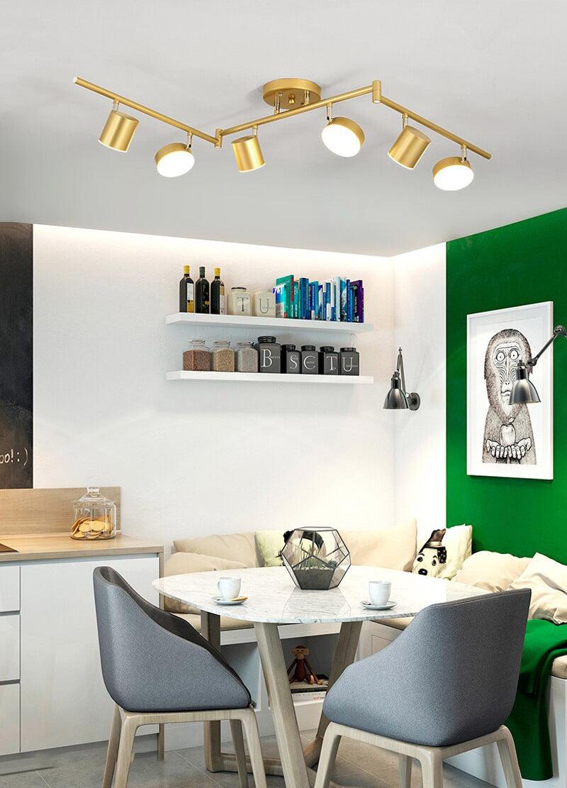 Track Light Ceiling Fixture | Adjustable Metal & Acrylic | Black & Gold