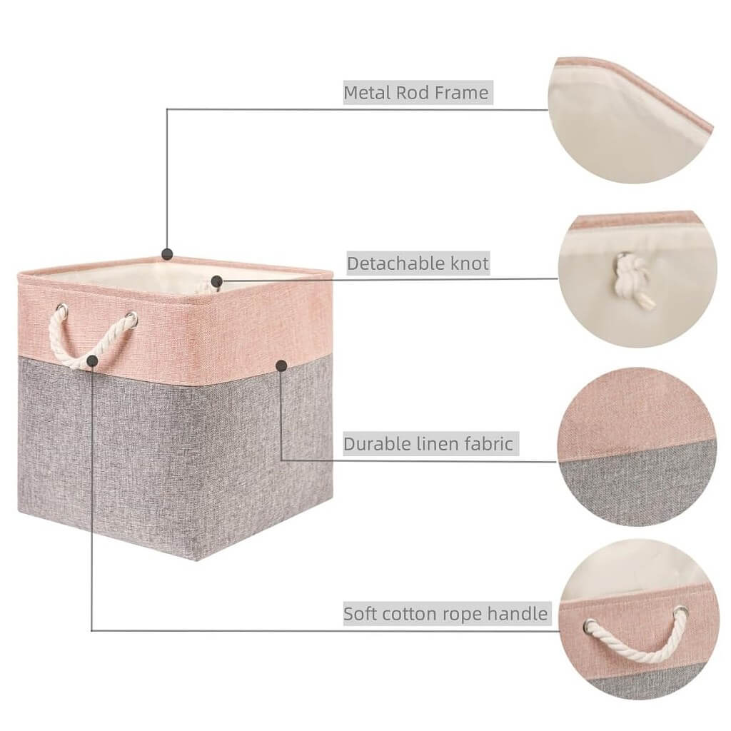 Fabric Storage Baskets | Set of 3 | 30cm Cube