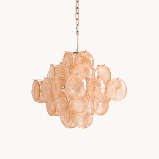 Murano Chandelier | Handblown Glass | Nickel Finish, 49cm Diameter