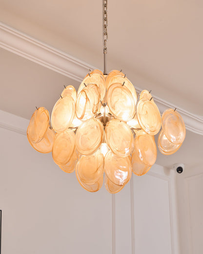 Murano Chandelier | Handblown Glass | Nickel Finish, 49cm Diameter