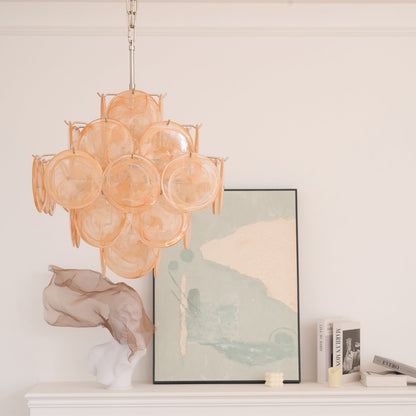 Murano Chandelier | Handblown Glass | Nickel Finish, 49cm Diameter