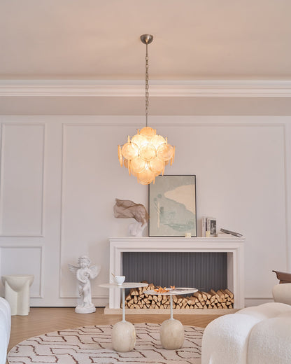 Murano Chandelier | Handblown Glass | Nickel Finish, 49cm Diameter