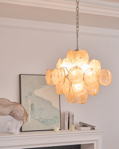 Murano Chandelier | Handblown Glass | Nickel Finish, 49cm Diameter