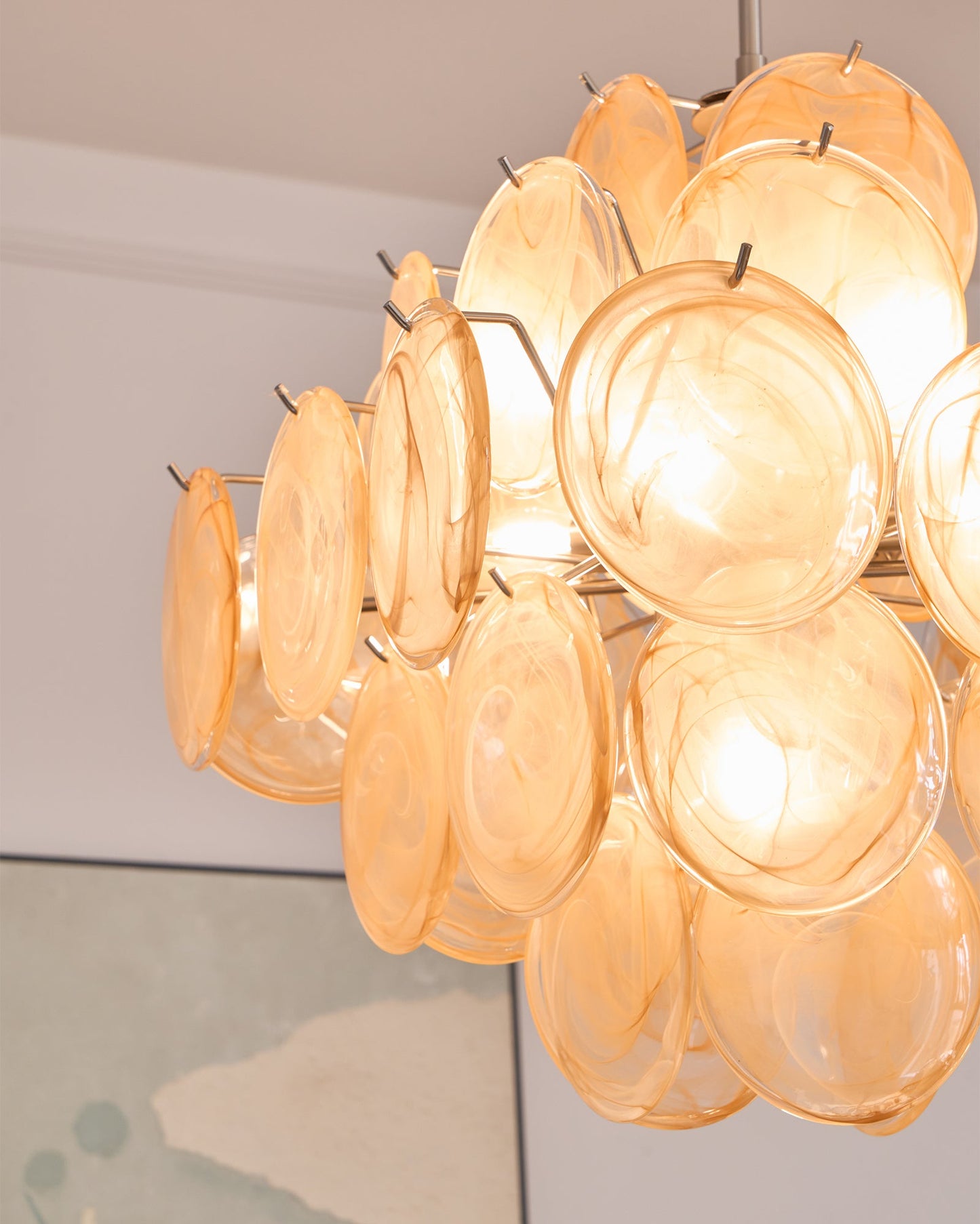 Murano Chandelier | Handblown Glass | Nickel Finish, 49cm Diameter