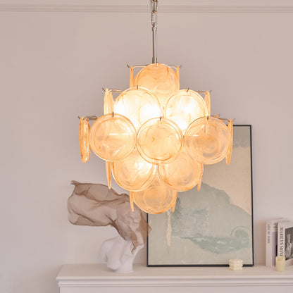 Murano Chandelier | Handblown Glass | Nickel Finish, 49cm Diameter