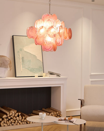 Murano Glass Chandelier | Handcrafted | Pink Cloud Shade