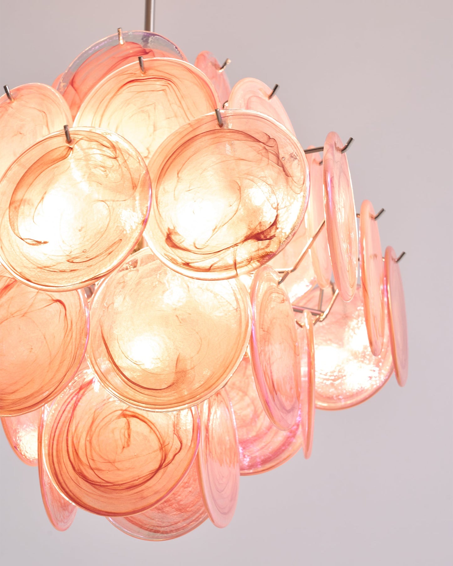 Murano Glass Chandelier | Handcrafted | Pink Cloud Shade