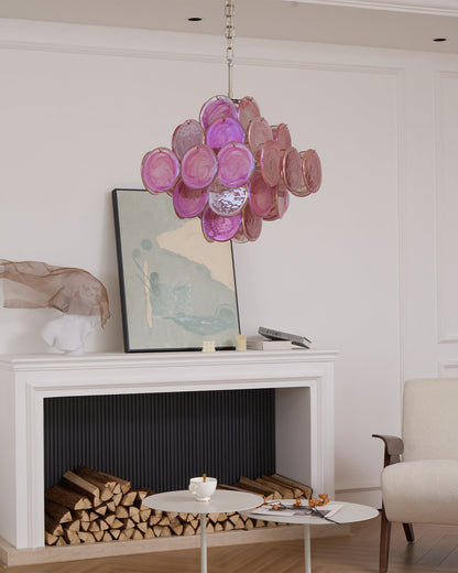 Murano Glass Chandelier | Handcrafted | Pink Cloud Shade
