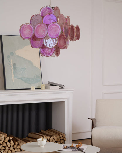 Murano Glass Chandelier | Handcrafted | Pink Cloud Shade