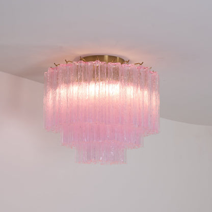 Murano Glass Ceiling Light | Pink | Gold Finish